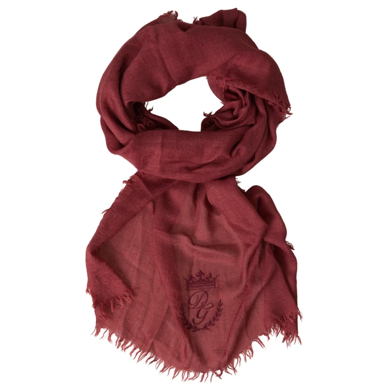 Dolce & Gabbana Maroon Cashmere Knit Wrap Shawl Fringe Scarf Silk - Men