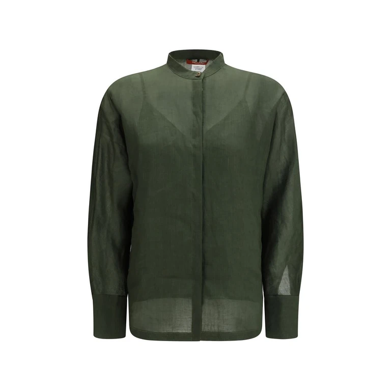 Bicolor Ramie Dress Shirt - Women