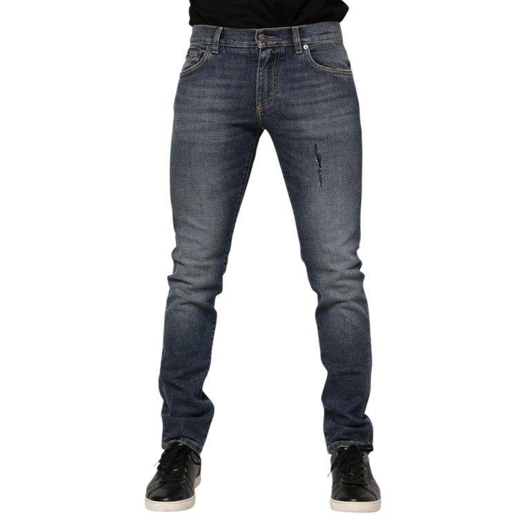 Dolce & Gabbana Blue Washed Cotton Skinny Men Denim Jeans Co+02 Clothing - Men