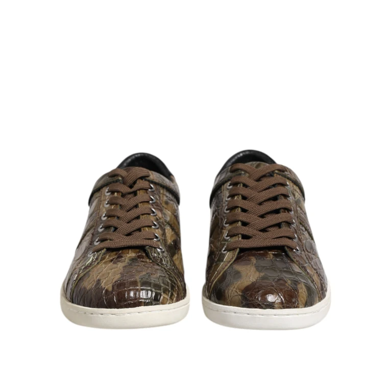 Dolce & Gabbana Brown Exotic Leather Low Top Sneakers Shoes Caiman Calfskin - Men