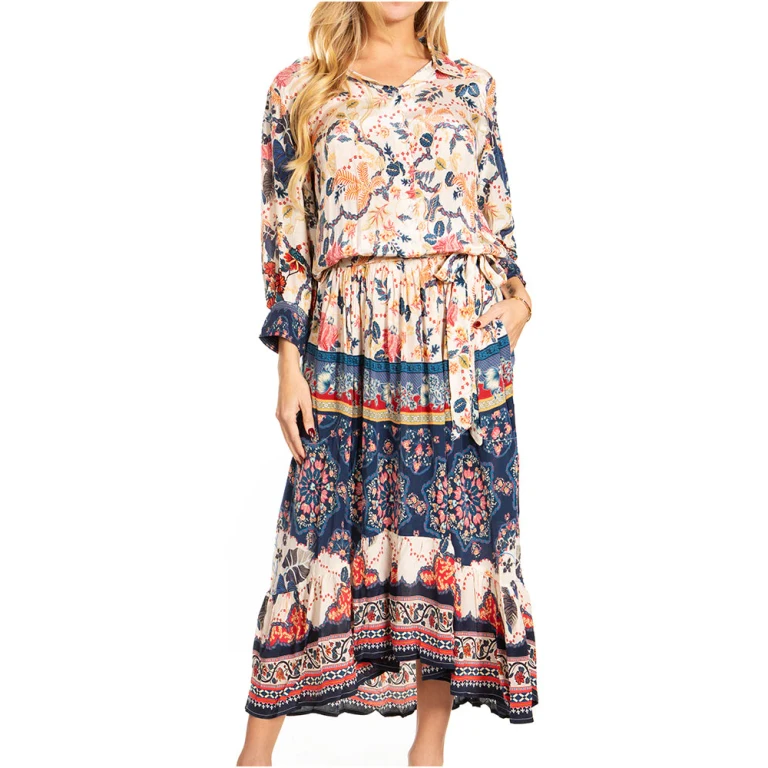 Sakkas Andreas Women's Maxi Dress with Ruffles and Buttons