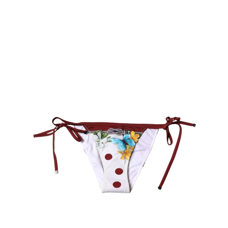 Dolce & Gabbana White Floral Print Swimsuit Bikini Bottom Swimwear Nylon Elastane Clothing - Women