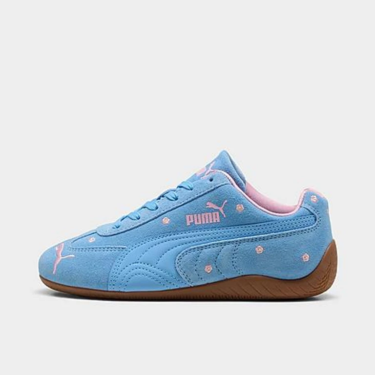Girls' Big Kids Puma Speedcat Spring Casual Shoes in Team Light Blue/Gum Size: 4.0