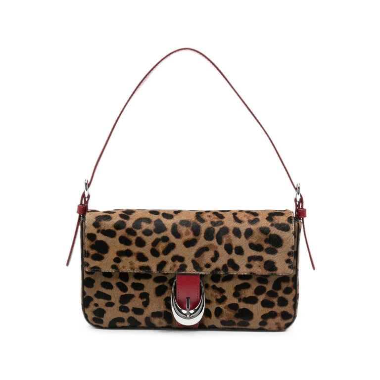 Leopard-pattern Leather Shoulder Bag