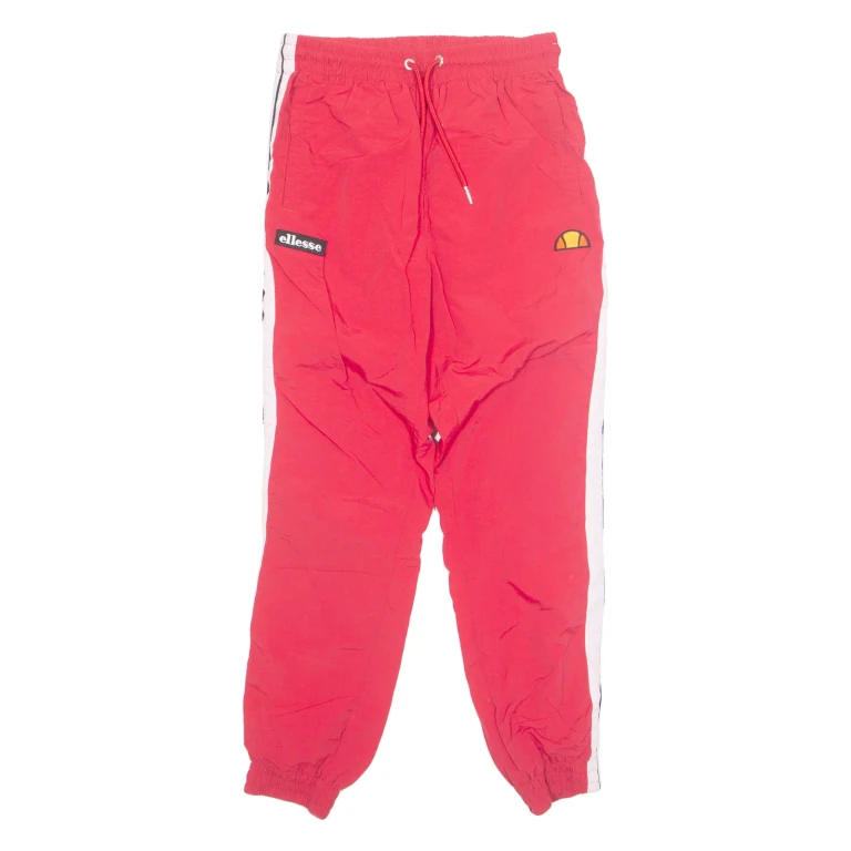 ELLESSE Mesh Lined Mens Track Pants Red Tapered XS W27 L28