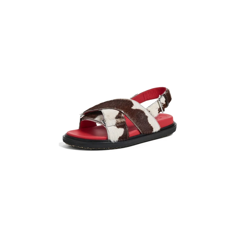 Marni Fussbett Crisscross Sandals LILY WHITE/BROWN 38