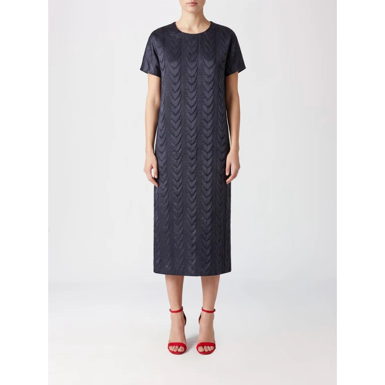 Crêpe Midi Tunic with Crew Neck and Sequin Appliqué (M6PY01098880COMET)