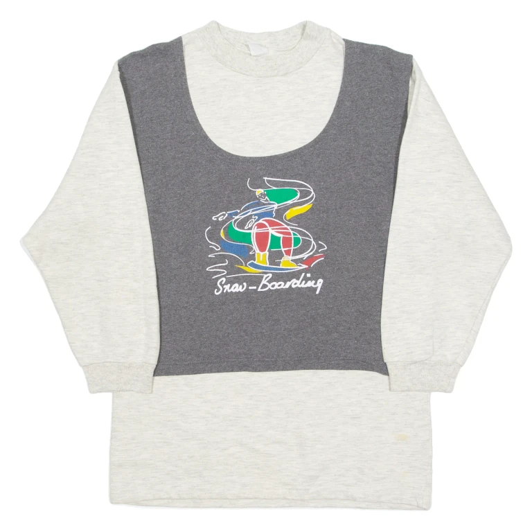 Snowboarding Womens Sweatshirt Grey Crew Neck L