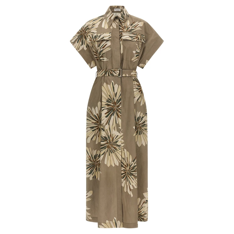 Brunello Cucinelli Bicolor Cotton Long Dress - Women
