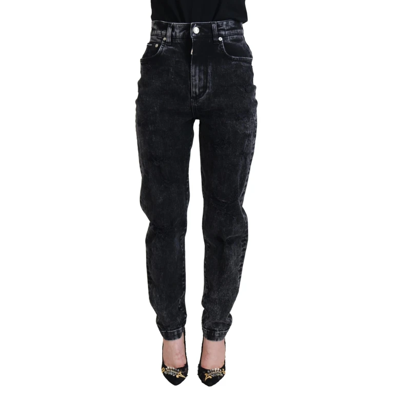Dolce & Gabbana Black Washed Cotton High Waist Denim Jeans Elastane Clothing - Women