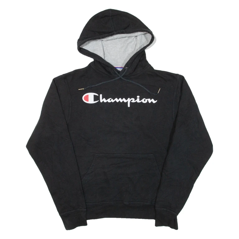 CHAMPION Mens Black Hoodie S