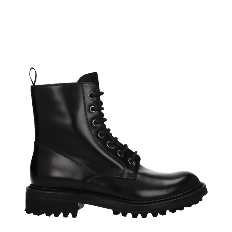Black Leather Ankle Boots - Women
