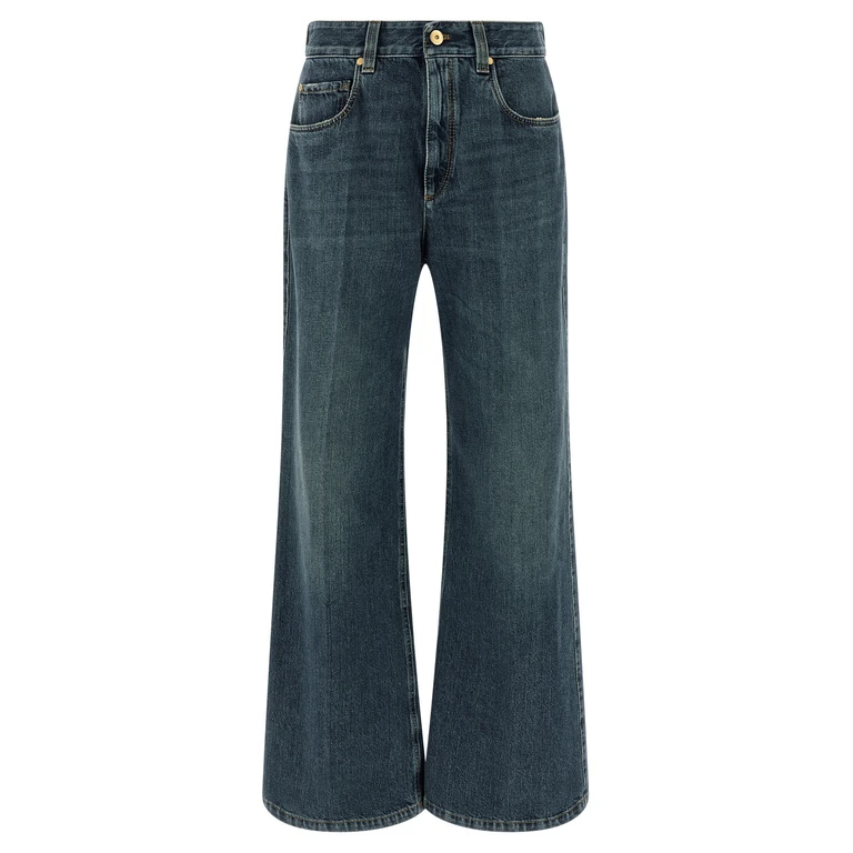 Brunello Cucinelli Blue Cotton Flared Jeans Clothing - Women