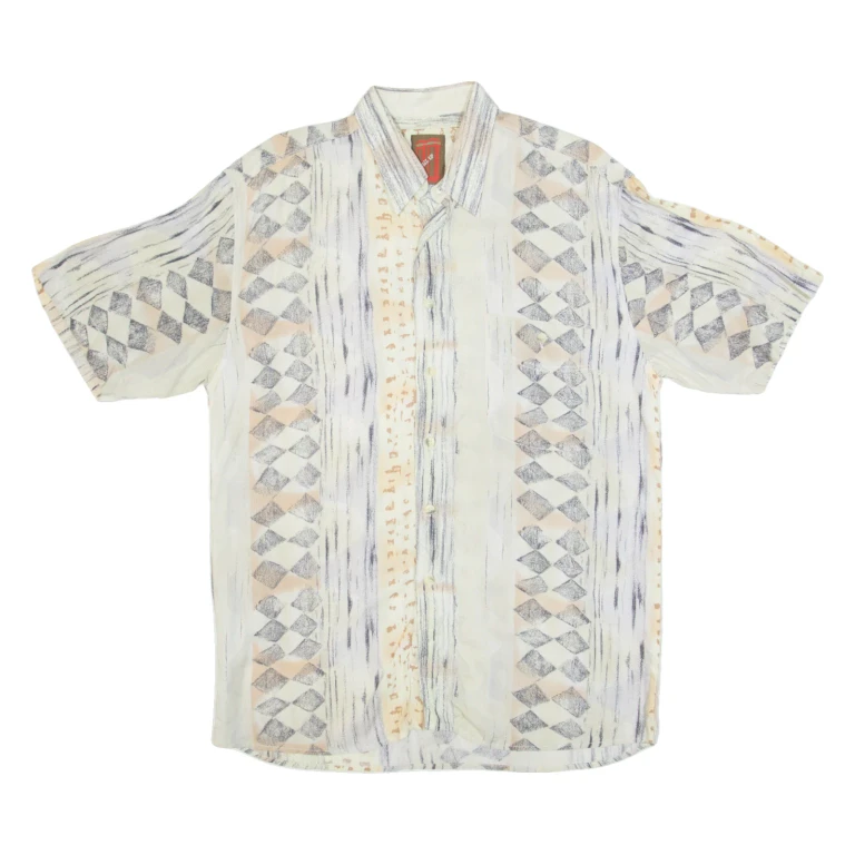 CALL UP Mens Shirt Beige 90s Striped M