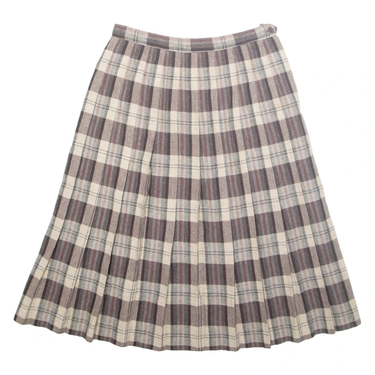 POTTER Womens Pleated Skirt Brown Midi Check M