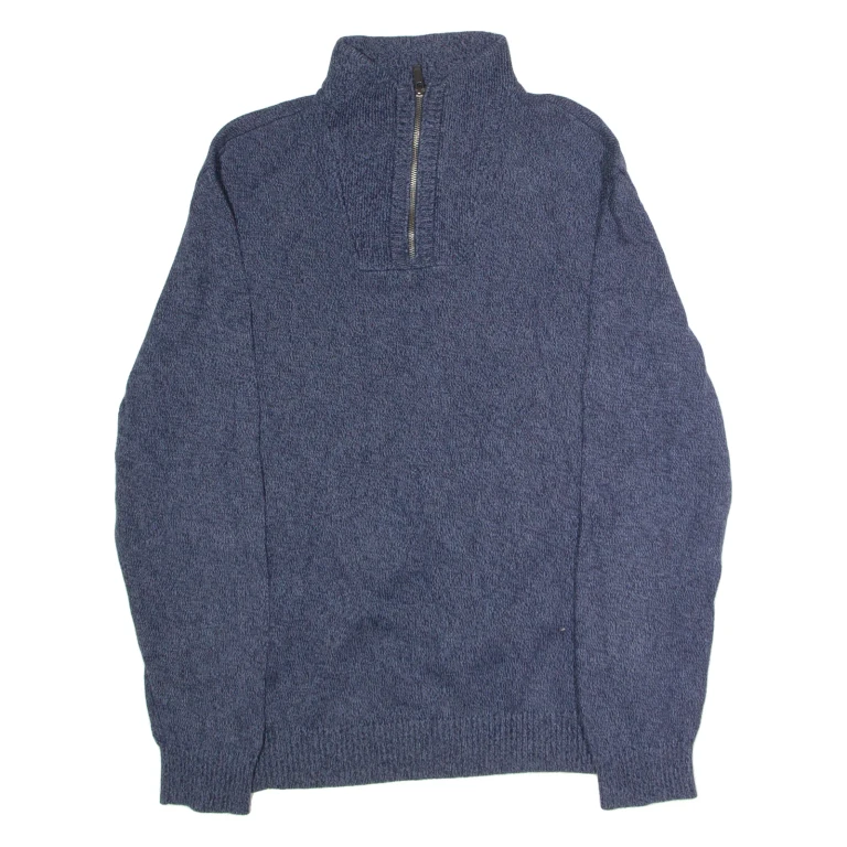 CALVIN KLEIN JEANS Mens Jumper Blue 1/4 Zip Tight Knit XL