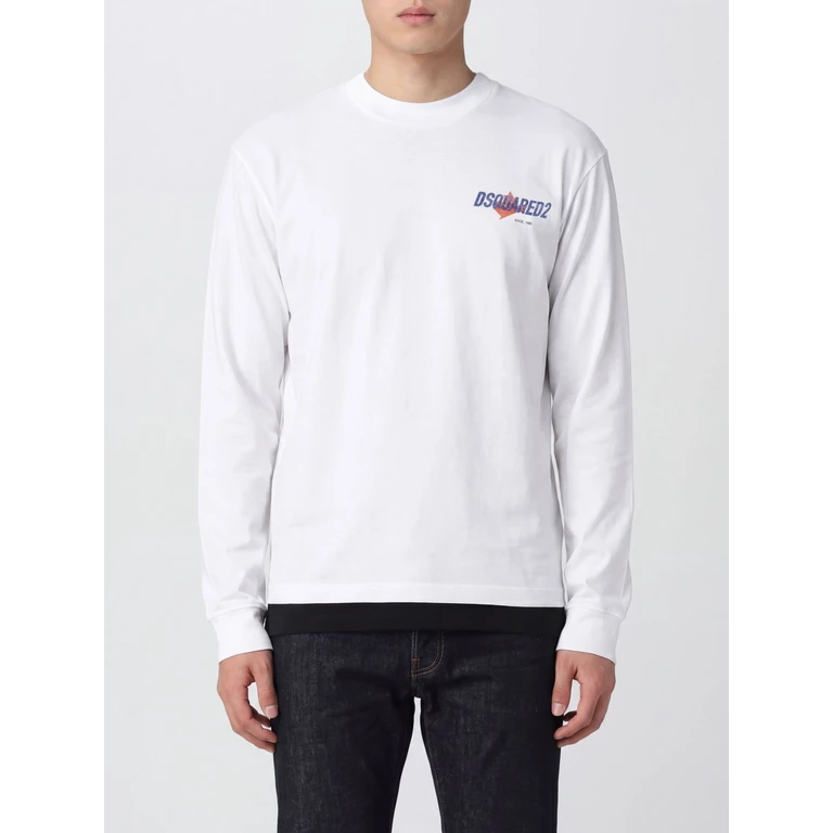 Crewneck Cotton Sweatshirt with Contrast Front Logo (S74GD1555D20106100)