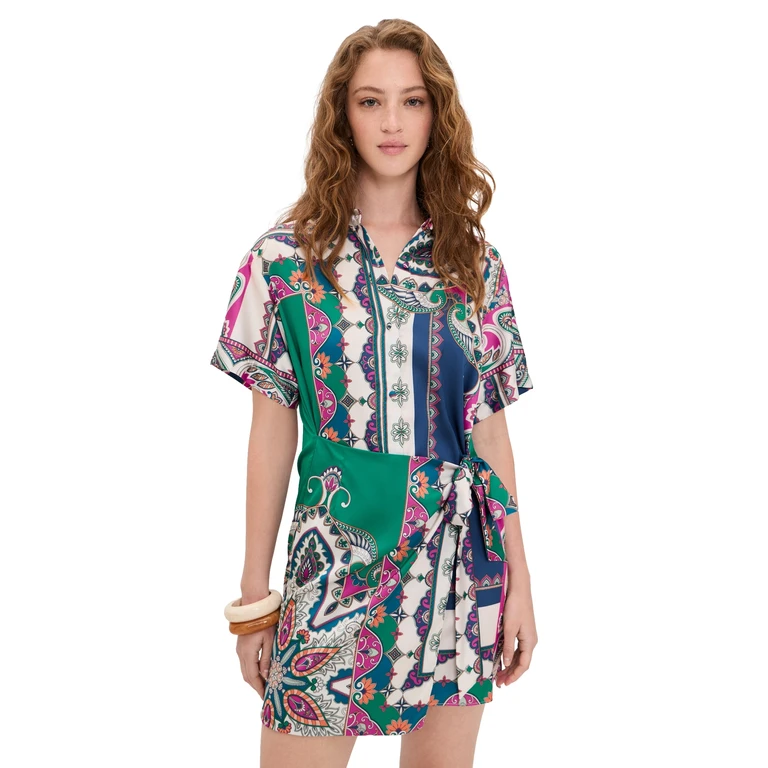 MISA Kezia Dress Multicolored Patchwork Scarf S