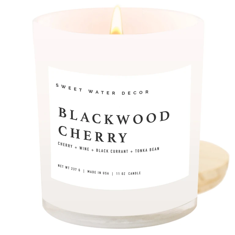Blackwood Cherry Soy Candle - White Jar - 11 oz