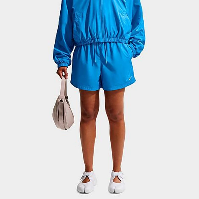 Nike Women's Sportswear Classic Mid-Rise Woven Shorts in Light Photo Blue/Sail Size: XS