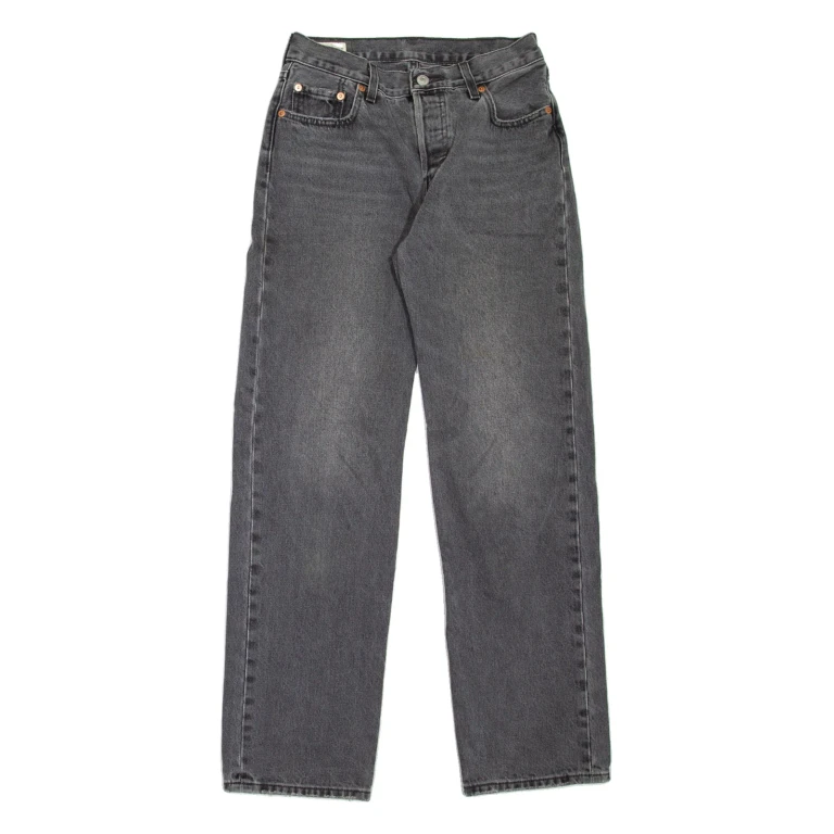 LEVI'S 501 Jeans BIG E Womens Grey Regular Straight Stone Wash W25 L32