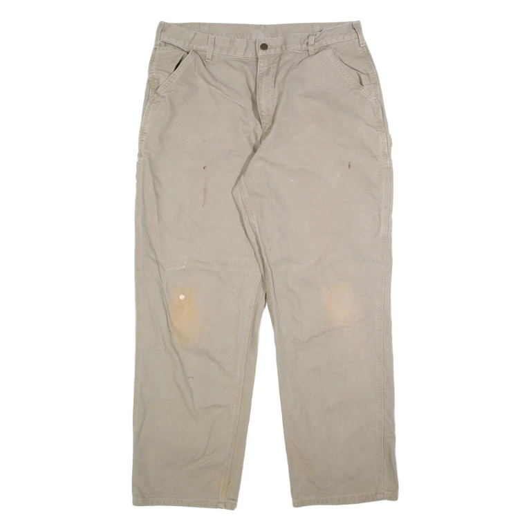 CARHARTT Carpenter Mens Trousers Grey Relaxed Straight W36 L31