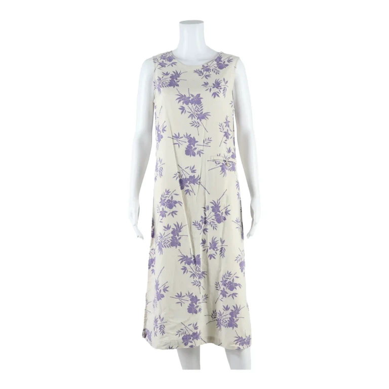 WOOLRICH Womens Shift Dress Cream Floral Sleeveless Midi XL
