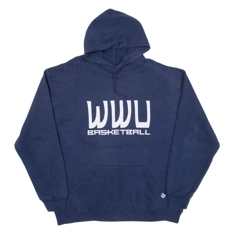 RUSSELL ATHLETIC Basketball Mens Blue Hoodie USA L