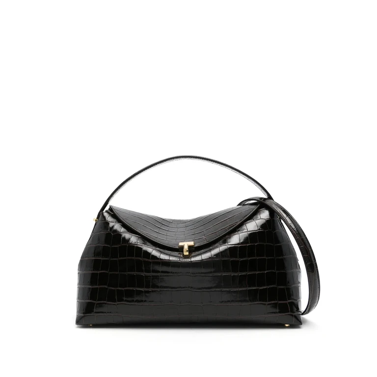 Toteme T-lock Croco-embossed Top Handle Bag