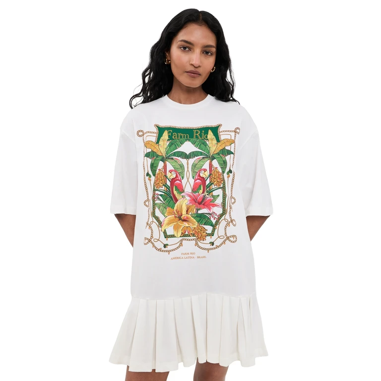 FARM Rio Tropical Royalty Mini Dress Off-White M