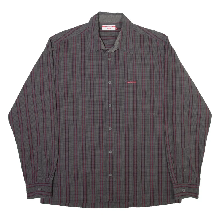 LEE COOPER Mens Shirt Grey Check Long Sleeve L