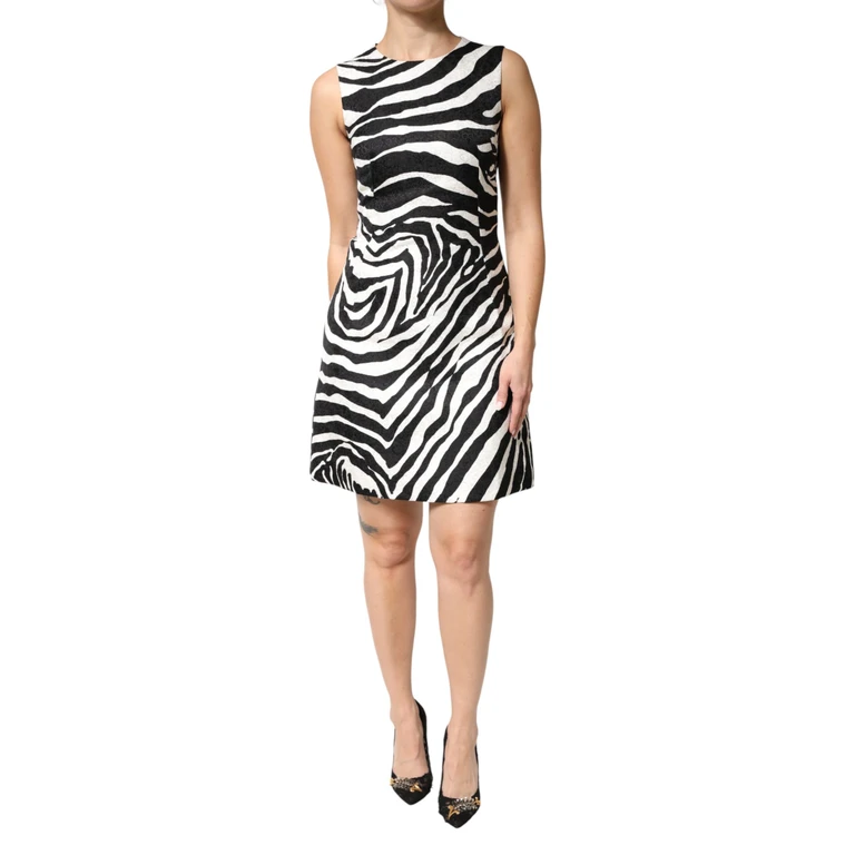 Dolce & Gabbana Black White Zebra Sleeveless A-Line Dress Black/white Co+vi - Women