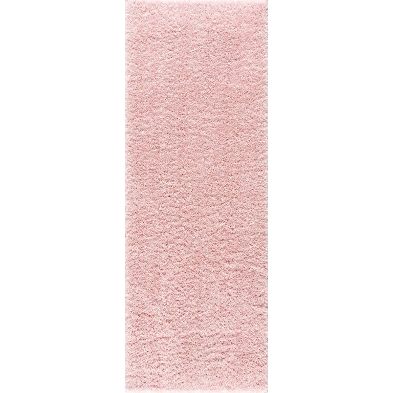 Faina Solid Pink Shag Washable Area Rug - Clearance