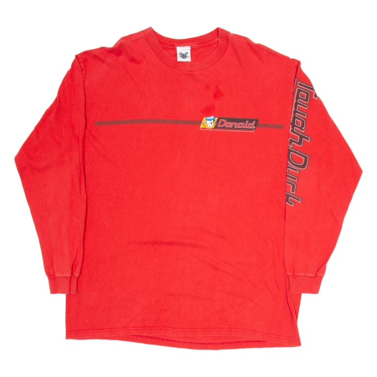 DISNEY Donald Mens T-Shirt Red Long Sleeve L