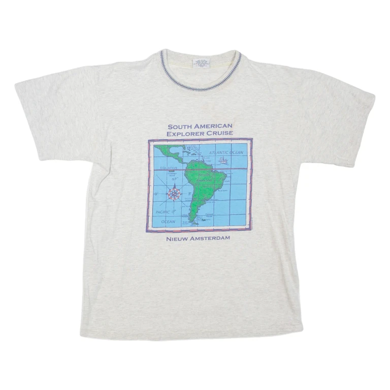 EXPERIENCE South American Explorer Cruise Mens T-Shirt Grey Crew Neck M