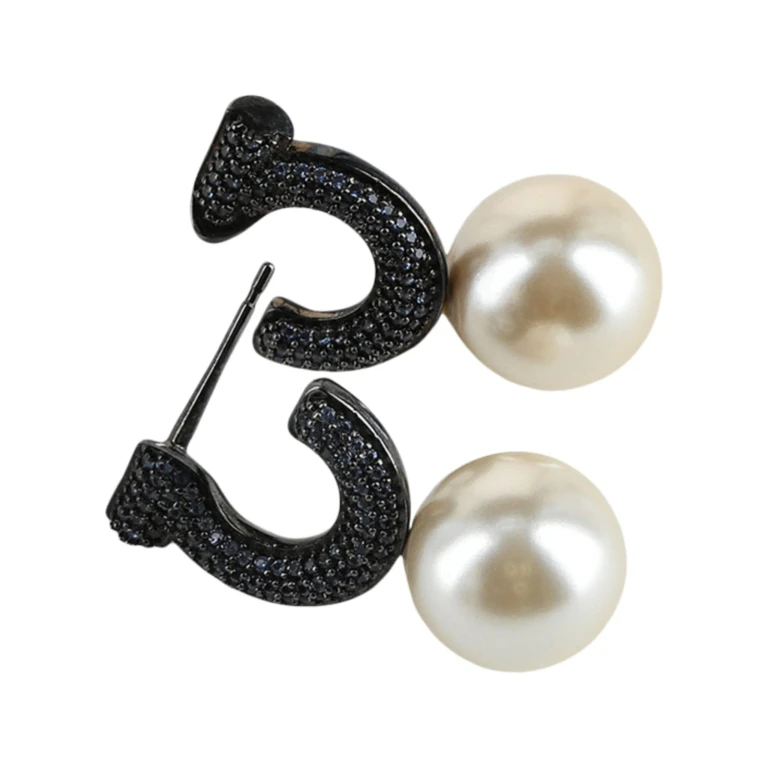 Gancini Faux Pearl Stud Earrings