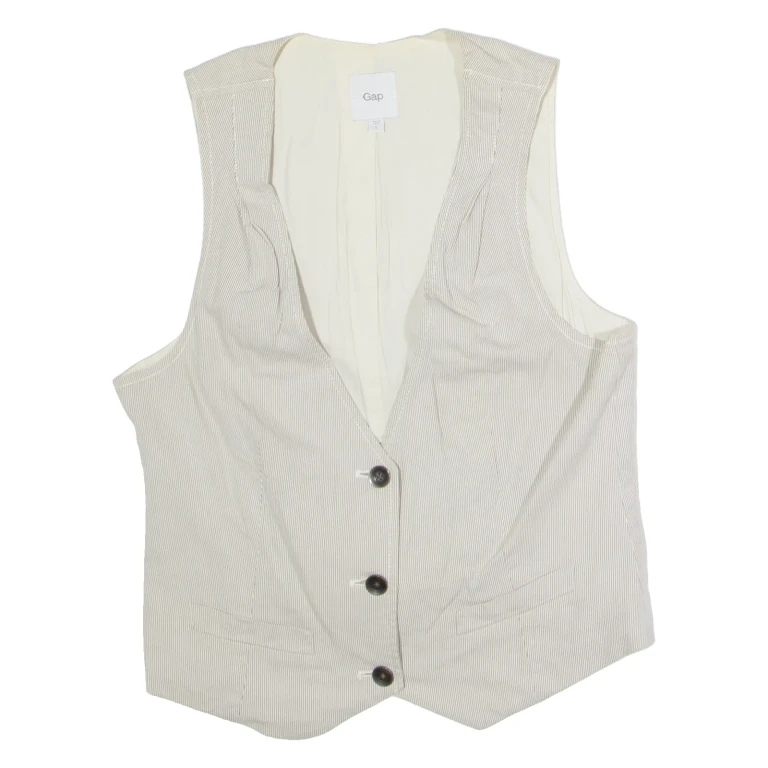 GAP Womens Blazer Waistcoat Grey Striped S