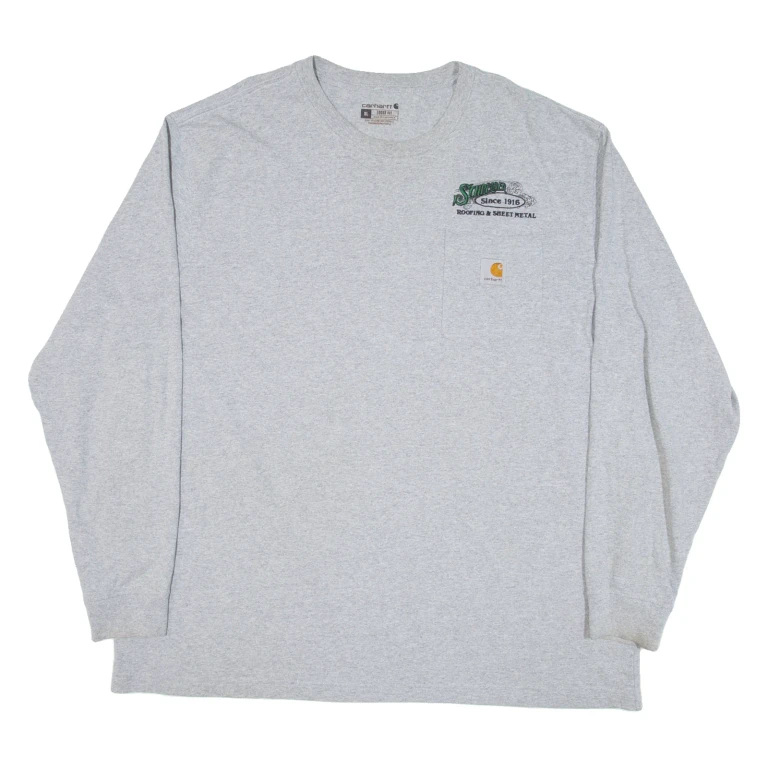 CARHARTT Loose Fit Mens T-Shirt Grey Long Sleeve XL