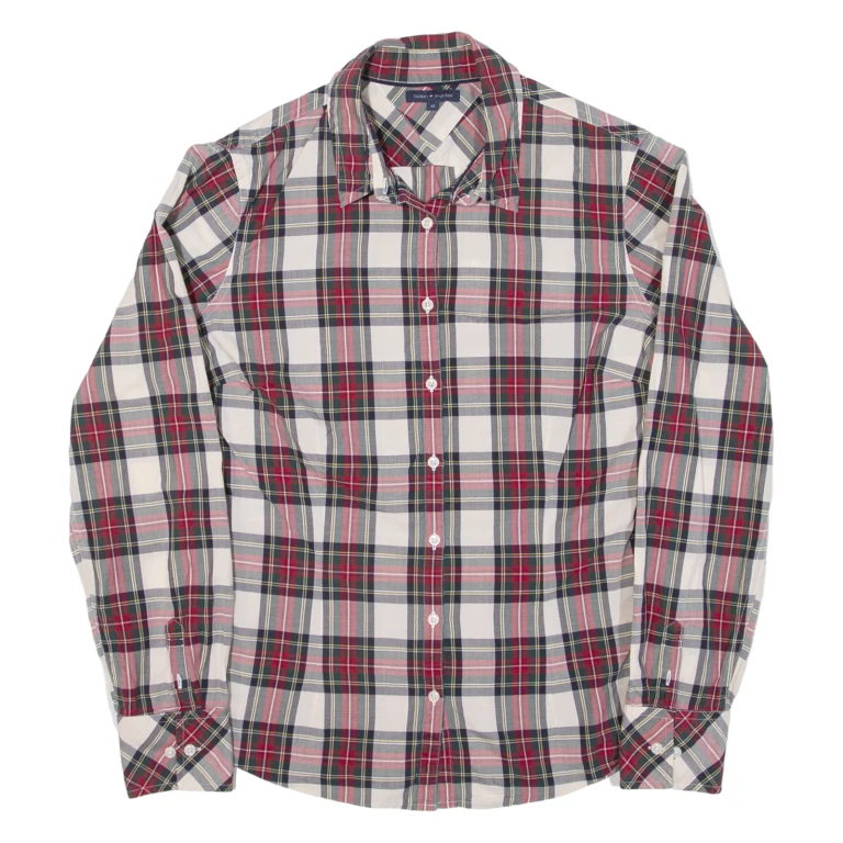 TOMMY HILFIGER Womens Shirt Red Check Long Sleeve UK 10