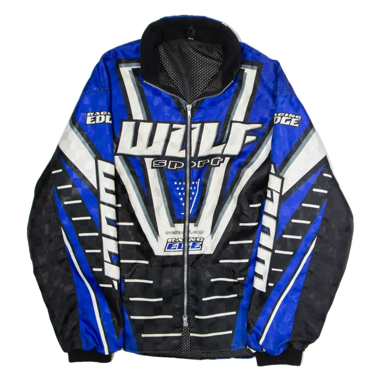 WULF SPORT Edinburgh Speedway Mens Motorcycle Jacket Blue Nylon Colourblock L
