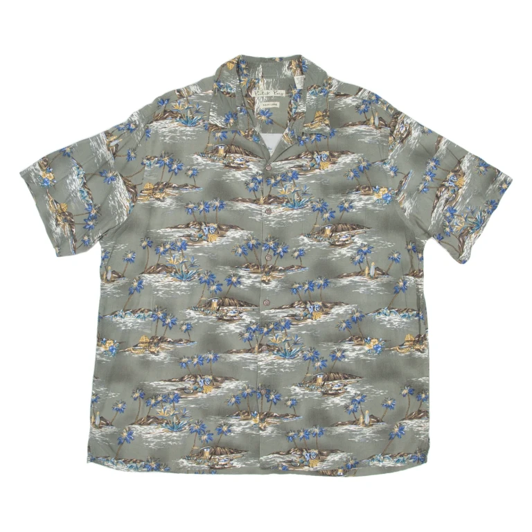 BATIK BAY Mens Hawaiian Shirt Blue Floral XL