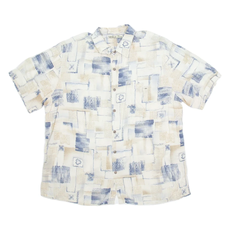 BATIK BAY Mens Shirt Cream Crazy Pattern XL