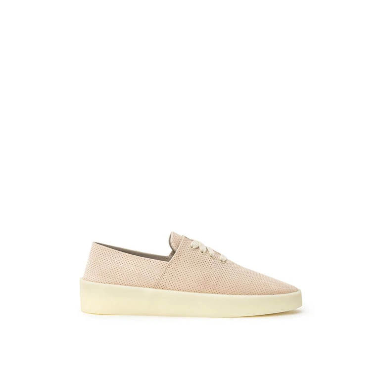 Beige Leather Low Top Sneakers - Men