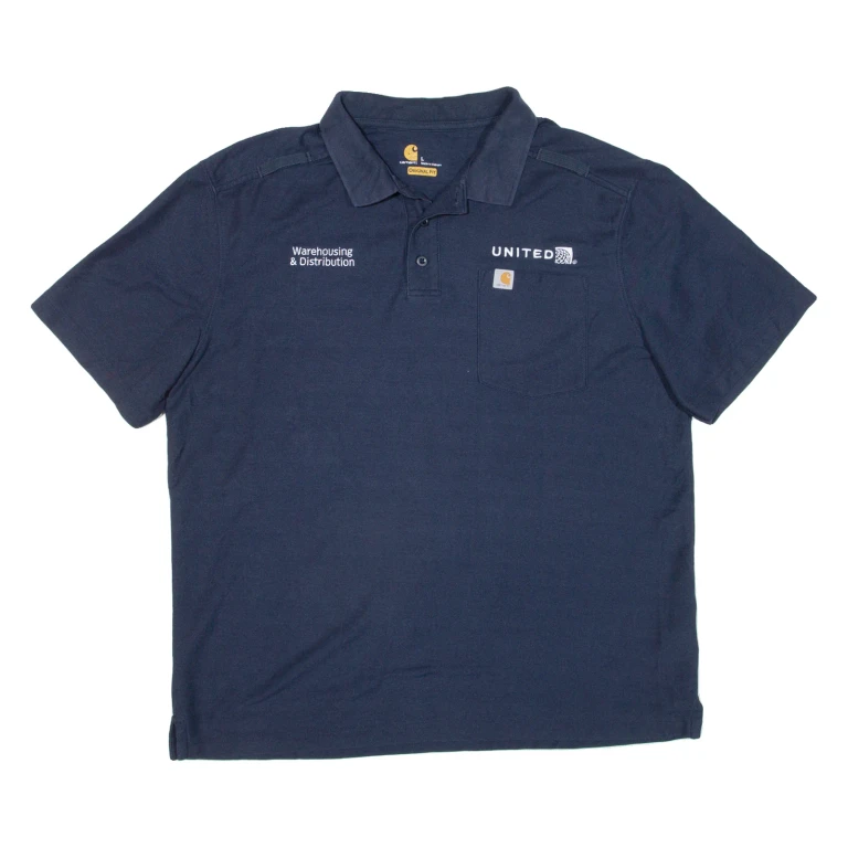 CARHARTT Warehouse And Distribution Mens Polo Shirt Blue L