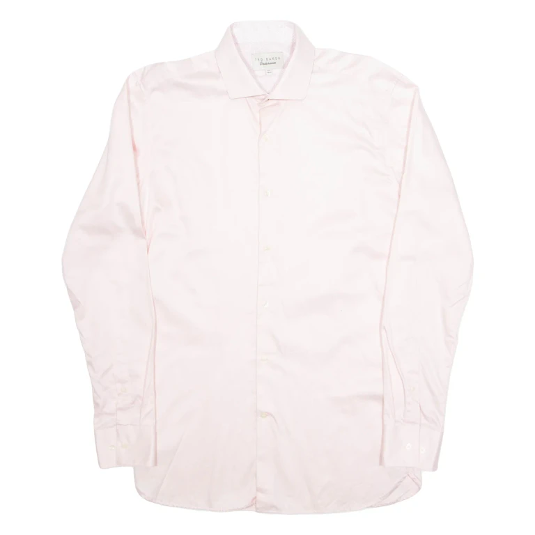 TED BAKER Endurance Mens Plain Shirt Pink Long Sleeve M