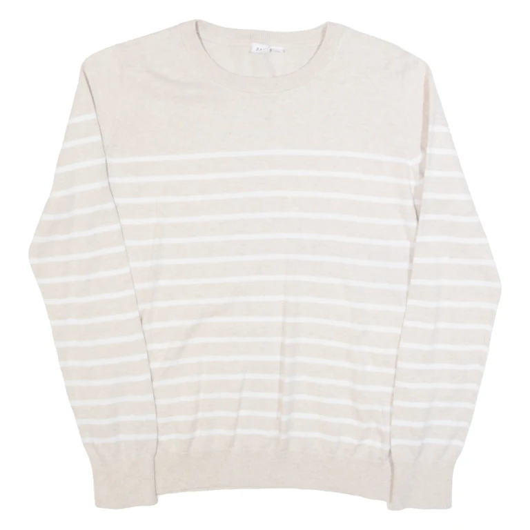 GAP Womens Patterned Jumper Beige Striped Tight Knit S