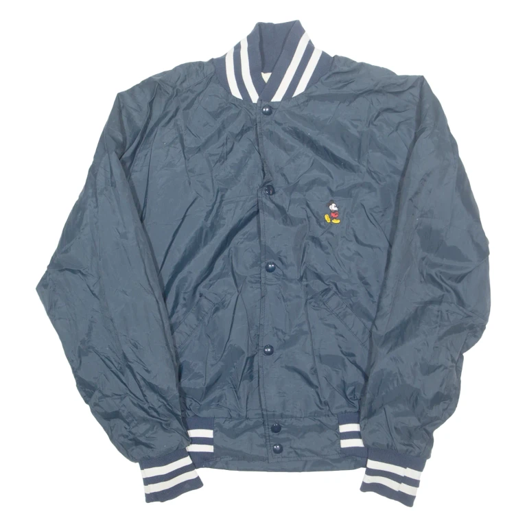 DISNEY Mickey Mouse Mens Bomber Jacket Blue Nylon 90s M