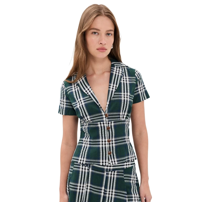 Rowing Blazers Plaid Cotton Little Button Down Shirt Green M