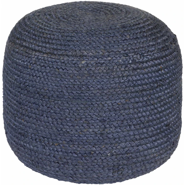 Gail Navy Jute Knitted Pouf