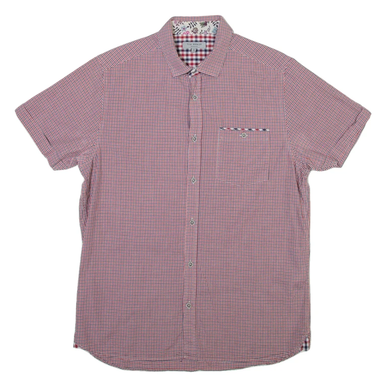 TED BAKER Mens Shirt Red Gingham M